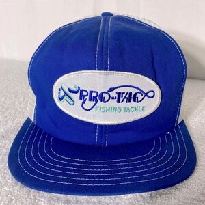Vintage Blue Pro-Tac Fishing Tackle Mesh Back Snap Back Trucker Hat